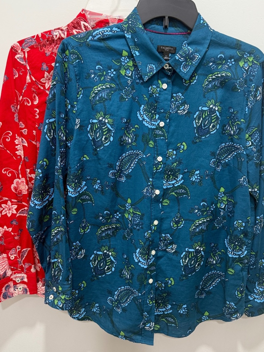 2 Talbots Lightweight Print Blouses, Size Large Petite